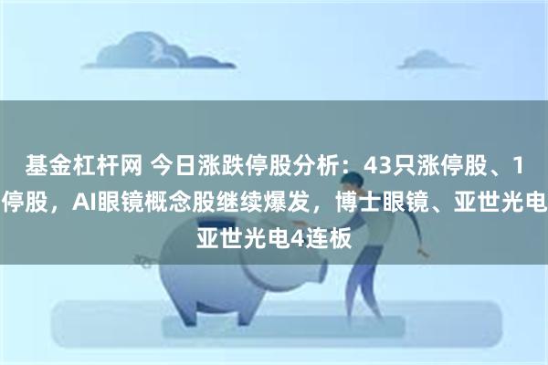 基金杠杆网 今日涨跌停股分析：43只涨停股、11只跌停股，AI眼镜概念股继续爆发，博士眼镜、亚世光电4连板