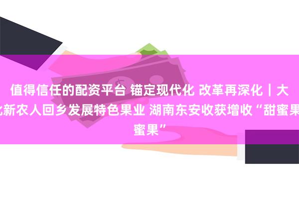 值得信任的配资平台 锚定现代化 改革再深化｜大批新农人回乡发展特色果业 湖南东安收获增收“甜蜜果”