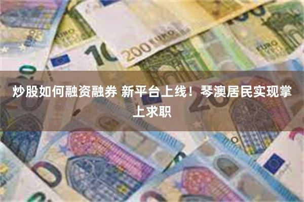 炒股如何融资融券 新平台上线！琴澳居民实现掌上求职